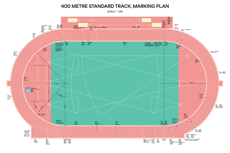 田徑場塑膠跑道劃線圖